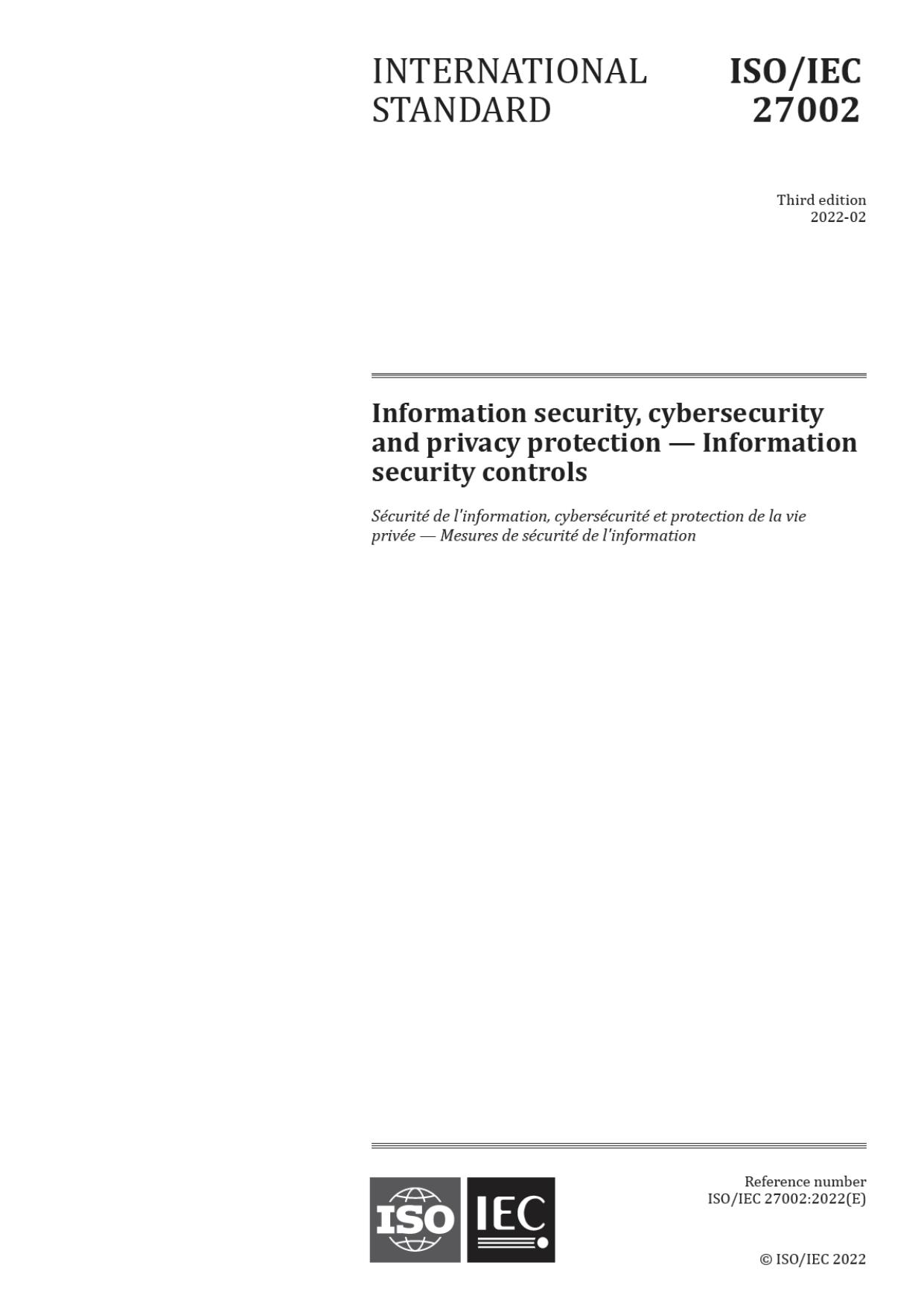 ISO/IEC 27002:2022﻿